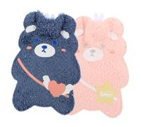 CIYODO 2 pièces Chaufferette Main Portable avec Injection Eau Bouillotte Hiver Pratique et Motif Cartoon Ours pour Adultes Couleur Aléatoire Couleur Aléatoire