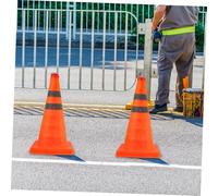 CIYODO 2 pièces Cônes de Sécurité Rétractables Pliable PP pour Parking et Football Léger et Portable de Cônes de Signalisation Multifonctionnels avec Surface et Couleur Orange Vive