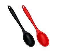 CIYODO 2 pièces Cuillères Silicone Grandes pour Service Long Manche Ergonomique Multi-usage pour Soupe et Cuisine Lot de Rouge Noir