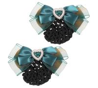 CIYODO 2 pièces Filets à Cheveux pour Chignon Vert Accessoires Élégants et Métal Pinces Résistantes pour Coiffures Professionnelles Hôtesses Banquiers Infirmières