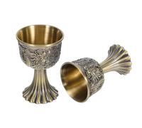 CIYODO 2 Pièces Gobelet à Vin Rétro 30ml, Style Médiéval Or | Motif Dragon et Phénix, Tige Haute Prise Ergonomique, pour Thé ou Liqueur, Fêtes Vintage