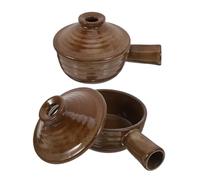 CIYODO 2 Pièces Microwave Clay Cooker With Lid And Handle High-heat Resistant Japanese Retro Clay Soup Pot For Family Meals And Soups