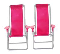 CIYODO 2 Pièces Mini Chaise Longue de Jardin Chaise Miniature Extérieur Inclinable Accessoire pour Maison de Poupée et Jardin Miniature
