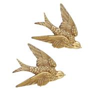 CIYODO 2 pièces Ornement Hirondelle Murale Résine Décoration Murale Oiseau Élégante pour Salon et Jardin Accessoire Créatif Intérieur et Extérieur