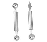CIYODO 2 Pièces Outils de Sculpture Fruits Acier Inoxydable Cuillères Baller Melon et Pastèque Coupeurs Ronds Ergonomiques pour Décoration Dessert