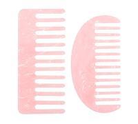 CIYODO 2 pièces Peigne Latéral Français Acétate pour Cheveux Lot de Peignes à Dents Larges Léger et Antidérapant Accessoires Coiffure pour Filles Démêlant sans Motifs Marbrés Roses