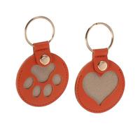 CIYODO 2 Pièces Pet Souvenir Keychain Set PU Leather Pet Hair Keepsake Charm for Cat and Dog Lovers Secure Bag Key Holder with Paw and Heart Design