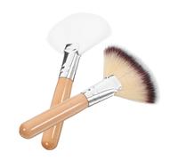 CIYODO 2 pièces Pinceaux Maquillage Visage Éventail Poils Nylon Doux Manche Long Brosse Fond de Teint Blush Applicateur Maquillage Professionnel