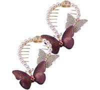 CIYODO 2 Pièces Pinces à Chignon Papillons avec Cristaux et Perles Accessoires Cheveux Élégants Lot Adapté à Tous Types de Cheveux Durable et Confortable à Porter