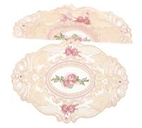 CIYODO 2 Pièces Set de Nappes Dentelle Brodée Antidérapantes et Résistantes Chaleur pour Décoration de Mariage et Protection de Table
