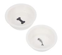 CIYODO 2 Pièces Ustensiles pour Animaux de Compagnie Double Bol Bol à Chiot gamelle pour Chien Petit Bol de Chat Animal de Compagnie Bol pour Animaux de Compagnie céramique Blanche