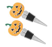 CIYODO 2 Pièces Wine Stoppers Set Halloween Pumpkin Design Zinc Alloy Bottle Sealers For Wine Freshness Preservation And Festive Table Decor