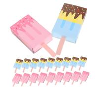 CIYODO 24 pièces Boîtes à Bonbons Papier Forme Glace Boîte Snack Compacte pour Fête Mariage et Pique- Assortiment Rose et Bleu