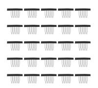 CIYODO 25 Pièces Peigne à Ressort en Acier Noir 6 Dents Tissu pour Fixation de Perruques, Offrant une Prise, Facile à Remplacer, Usage Personnel et Professionnel