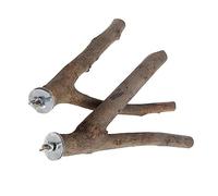 CIYODO 2pièces Perchoir Naturel pour Perroquet Et Oiseau Lot de Supports De Fourche avec Vis pour Cage Aire De Jeu pour Perruche Et Petits Oiseaux