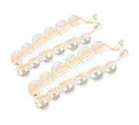 CIYODO 2pièces Pinces à Cheveux Banane Pearl Large avec Griffe Verticale Sécurisée pour Queue de Cheval et Chignon Accessoires Élégants pour Femmes et Filles Adaptées à Tous Types
