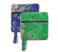 CIYODO 2pièces Sac de Rangement pour Guzheng et Pipa Pochette Brodée Compacte pour Anneaux et Accessoires Design Chic et Pratique Bleu et Vert Multifonction Coin Bag Plusieurs Styles
