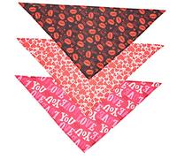CIYODO 3 Pièces Bandanas pour Saint Valentin Accessoires pour Animaux de Compagnie Motifs Cœurs avec Petits Cœurs