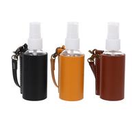 CIYODO 3 pièces Étui Cuir pour Flacon Parfum avec Porte-clés Bouteilles de Voyage Vides Légères et Durables Porte-bouteilles Pratique pour Sac à Dos et Bagage à Main Noir Marron Foncé et