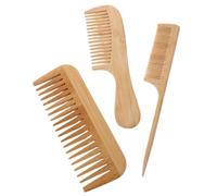 CIYODO 3 Pièces Peigne en bois large antistatique démêloir naturel pour cheveux bouclés fins épais ondulés soin doux avec parfum naturel confort poignée ergonomique réduit frisottis et