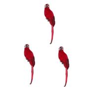 CIYODO 3 Pièces Perroquet Simulé Ornement De Perroquet Réaliste Beau Modèle De Perroquet Ornements D'oiseaux Faux Perroquet Vif Oiseaux Pour L'artisanat Perroquet Artificiel Mousse Rouge