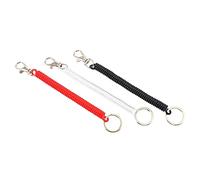 CIYODO 3 Pièces Porte Clés Ressorts Spirale Rétractable Lot de Cordons Extensibles pour Clés Sacs et Téléphones et Pratique Noir Transparent Rouge
