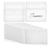 CIYODO 36 Pièces Pochettes Transparentes Autocollantes avec Ouverture Supérieure pour Étiquettes et Cartes de Rayonnage Poches Auto Adhésives pour Organisation Bureau et Maison