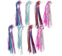 CIYODO 4 Paires Rubans de Guidon Vélo Décoratifs pour Filles Franges Colorées pour Trottinette et Tricycle Accessoires Paillettes Faciles à Installer