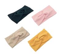 CIYODO 4 pièces Bandeaux Cheveux Coton Épais Bandeaux Élastiques Noués pour Yoga Bandeau Croisé pour Femmes Vert Foncé Gingembre Beige Rose