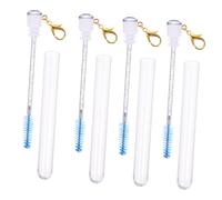 CIYODO 4 Pièces Brosses à Cils avec Porte Clés Strassées Applicateur Maquillage Portable Bleu pour Sourcils et Cils et Réutilisable