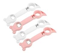CIYODO 4 pièces Décapsuleur Antidérapant Ouvre-bouteille et Ouvre-bocal Résistant à Usure Tire-bouchon Pratique pour Bière et Boissons Lot de Blanc Rose