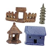 CIYODO 4 Pièces Décor Aquatique Accessoires Céramique pour Aquarium Prop Paysager Décor Naturel pour Poissons Design Chic Aménagement sous Marin Énergique Couleur