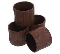 CIYODO 4 pièces Pot de Fleurs Mini Imitation Bois pour Succulentes et Plantes Intérieur Extérieur avec Design Rustique Naturel Effet Écorce