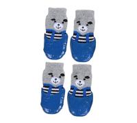 CIYODO 4 Pièces Protège-Pattes Respirants Accessoires pour Prévenir Animal De Compagnie Poignées Pince Démarrage Chiens Chaussettes De Chien Remplaçables Bleu Coton