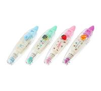 CIYODO 4 pièces Ruban Correcteur à Pression Stylo Décoratif avec Motifs Dessin Animé Bande Correction Instantanée Ergonomique pour Scrapbooking et Fournitures Scolaires