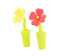 CIYODO 4 pièces Set de Bouchons Silicone Original Forme de Fleur Bouchon Bouteille Hermétique pour Vin Réutilisable Flexible avec Trèfles Rouges et Jaunes pour Bar Fête et Dégustation
