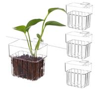 CIYODO 4 Pièces Support de Plantes Aquarium Transparent Pots Suspendus pour Culture Hydroponique Fixation Facile sans Outil Adapté à Tous Aquariums Pot pour Racines Saines