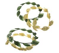 CIYODO 4pièces Bandeau Couronne Dorées et Vertes Accessoire Grec et Romain pour Cosplay Fêtes Mariages et Mascarades Headband Elfe et Tiare Mythologique