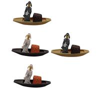 CIYODO 4pièces Décorations Aquarium Bureau Statues Forme De Bateau Poète pour Jardin Et Intérieur