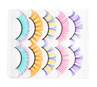 CIYODO 5 paires Faux Cils Courts Colorés D Courbure Naturel Effet Volume Léger Extensions Maquillage Femmes Filles Pack