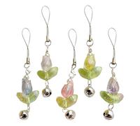 CIYODO 5 Pièces Chaîne Porte-clés pour Téléphone Portable avec Pendentif Fleur de Tulipe en Acrylique et Métal, Sangle Résistante à L'usure avec Cloche, pour Festivals et Déplacements