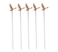 CIYODO 5 Pièces Fourchettes à Fruits Acier Inoxydable Bâtonnets Cocktail Dorés Grise Piques à Salade et Dessert pour Fête