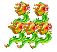CIYODO 5 pièces Lot de Ballons Aluminium Dragon Cartoon Vert Décoration Fête Nouvel An Chinois Ballon Gonflable pour Intérieur et Extérieur Facile à Gonfler et Réutilisable
