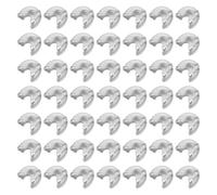 CIYODO 50 Pièces Caches à Sertir en Cuivre Argenté pour Chaînes de Perles 5mm, Fermeture Sécurisée et Entretien Facile, pour Bijoux Personnels et Décor Maison