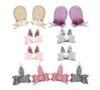 CIYODO 6 paires Barrettes Cheveux Fille Lapin Oreilles Accessoires Coiffure Pailletés Brillants pour Fête Quotidien