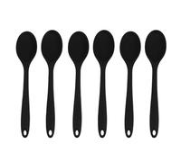 CIYODO 6 Pièces Cuillères Silicone Ustensiles de Cuisine Antiadésifs pour Soupe Salade Nouilles Cuillères de Service Légères et Ergonomiques Noir