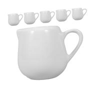 CIYODO 6 Pièces Mini Pichet Crémier Porcelaine Blanche avec Poignée Lot de Pichets Céramiques pour Café Lait Sauce et Sirop Pots à Lait Élégants pour Cuisine et Petit-déjeuner
