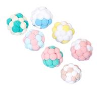 CIYODO 6pièces Balle Peluche pour Chat Jouet Interactif avec Clochette Et Pompon Set De Balles Colorées pour Chaton Intérieur