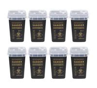 CIYODO 8 Pièces Lot de 8 Conteneurs pour Déchets de Tatouage Noirs 15 X 10 CM, Poubelle de Sécurité en PP avec Couvercle à Double Ouverture, Collecteur Portable pour Aiguilles