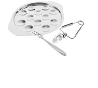 CIYODO Assiette à Escargots en Acier Inoxydable 12 Compartiments Set de 3 Pièces Pinces à Escargots Plateau Compartimenté pour Fruits de Mer Barbecue et Buffet Usage Domestique et